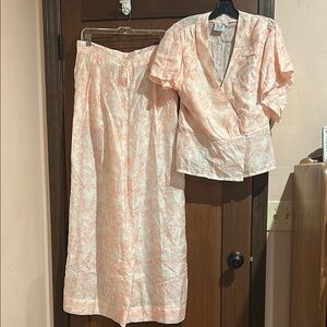 Thierry Colson Pink silk suit Set sz L